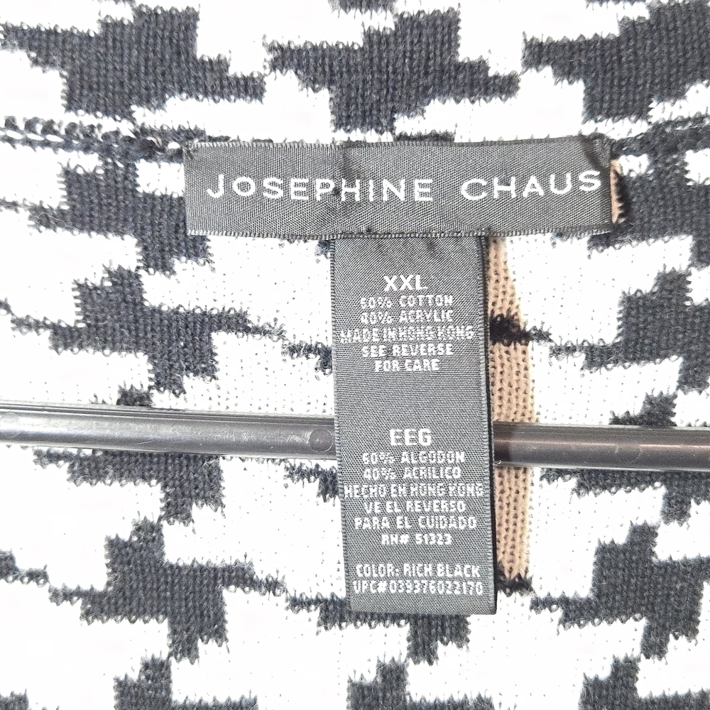 Josephine Chaus Sweater Knit Cardigan Houndstooth 3/4 Sleeve Buisiness Layering - Picture 3 of 3